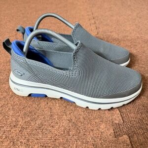 Skechers Go Walk 5 Qualify Mens Gray Blue Slip On Walking Shoes 55500 Size 7.5